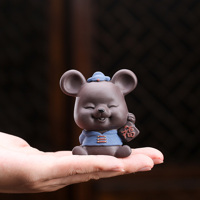 JiaXin violet arenaceous creative zodiac embryonic rat spoil furnishing articles kung fu tea accessories boutique tea can keep playing tea furnishing articles