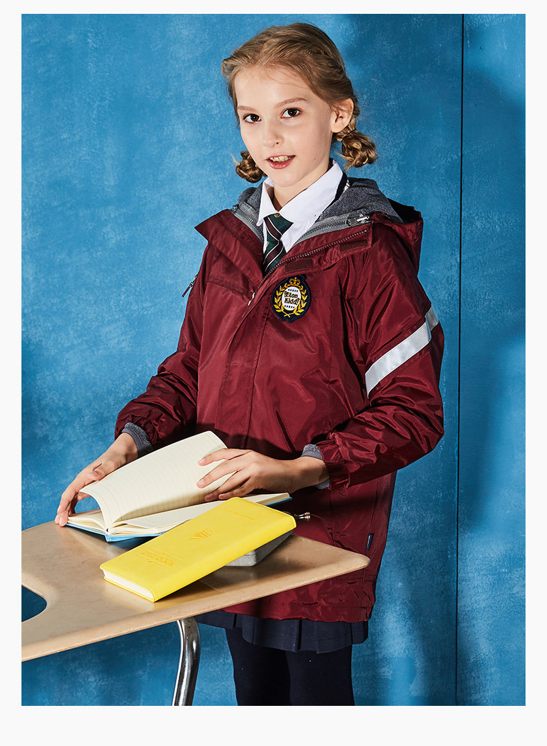 伊顿纪德英伦校服儿童冲锋衣加厚男女童脱卸式保暖外套10x011012