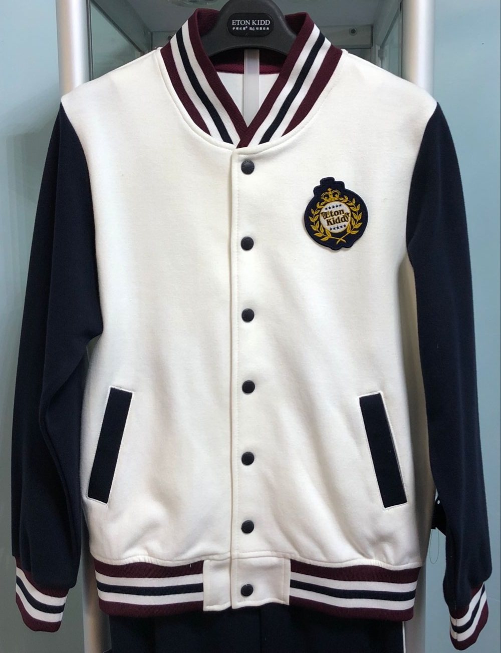 etonkidd伊顿纪德英伦校服男女童白色春秋运动套装棒球服15y084促