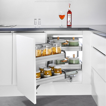 Cabinet kitchen kitchen cabinet basket Stainless steel small monster corner basket Damping linkage corner monster basket
