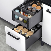Pull Basket Kitchen Cupboard Sauce basket pumping with double decker Drawer Space aluminum Inner shelf Built-in Bowl Rack Damping