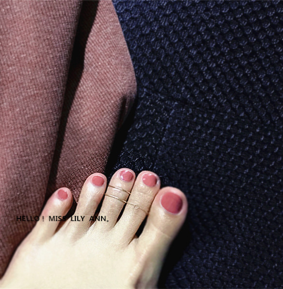 洗澡不用摘|美国14k包金链条脚趾可调开口戒指细指环软链脚戒