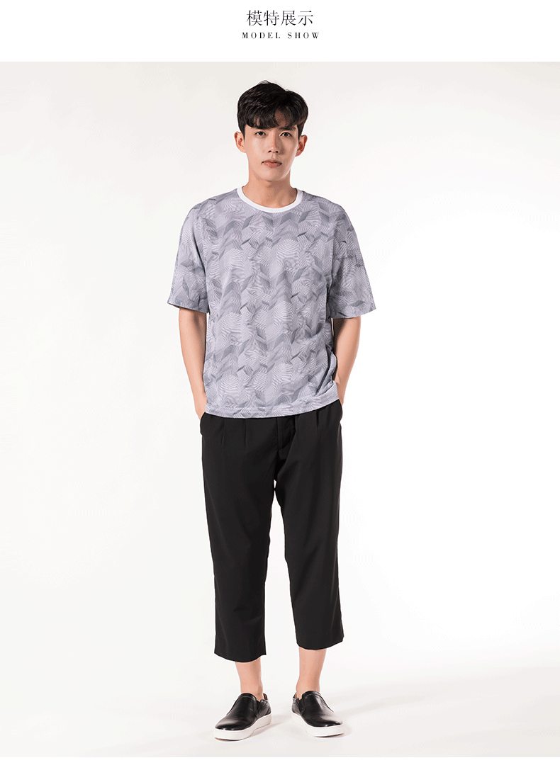 ziozia夏季男装时尚休闲青年个性条纹圆领t恤宽松舒适cbw2tr1125_4