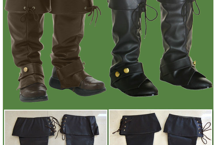 cos表演演出用具精品pu皮海盗国王文艺复兴武士战士鞋套脚套靴套