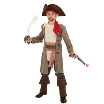 Cosplay Halloween stage show children men linen fabric Caribbean pirate captain plays costume