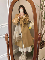 MUKOK full wool double-sided cashmere coat womens autumn and winter 2022 new fashion high-end temperament mid-length coat