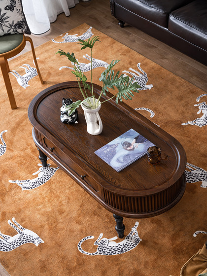 Yibao Yisen American Full Solid Wood Coffee Table 조합 American Retro Oval Coffee Table 하이 엔드 및 중세 스타일 Yibao Yisen American Full Solid Wood Coffee Table 조합 American Retro Oval Coffee Table 하이 엔드 및 중세 스타일