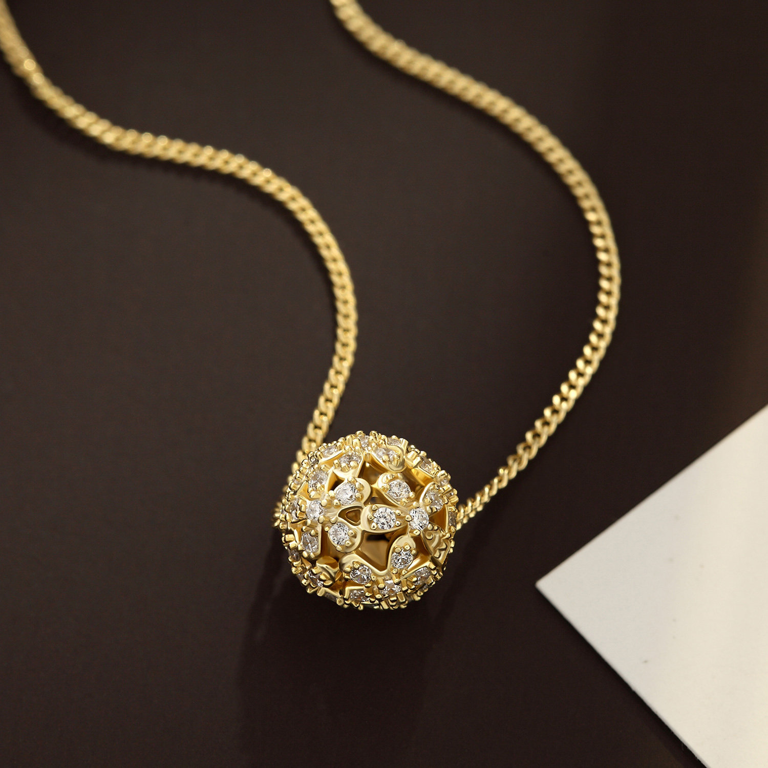 静风格挂念s925银镂空花朵转运珠元素精致项链女时尚饰品锁骨链女