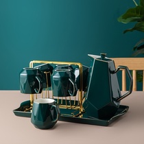 European water set Ceramic tray Household living room drawing gold Light luxury water cup Heat-resistant cup Kettle Afternoon tea cup