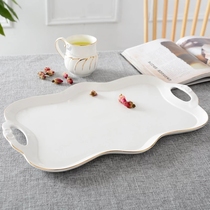 European rectangular tray Water cup water tea tray Creative ceramic flower tea non-slip fruit tray Gift tray