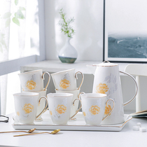 Ceramic water cup Household set Living room cup with tray Water heat-resistant teapot Teacup kettle Hot and cold dual-use