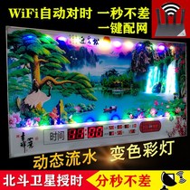 Perpetual calendar electronics bell 2021 new wifi ultra-thin digital wall-mounted bell dynamic landscape painting LED living room home