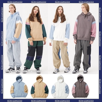 2122DIMITO Korean ski sweatshirt with single double board men and women with a combined color and warm cover with an easy undershirt
