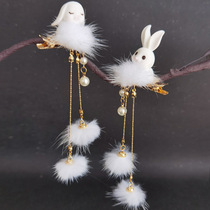 Cute cute rabbit Joker all-around furry three-dimensional rabbit headdress hairclip beautiful Hanfu accessories