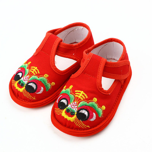 Children's spring embroidered tiger head shoes for boys and girls one year old walking shoes for infants