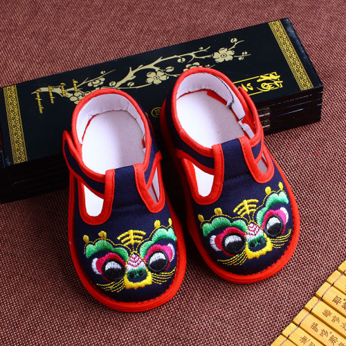 Children's spring embroidered tiger head shoes for boys and girls one year old walking shoes for infants