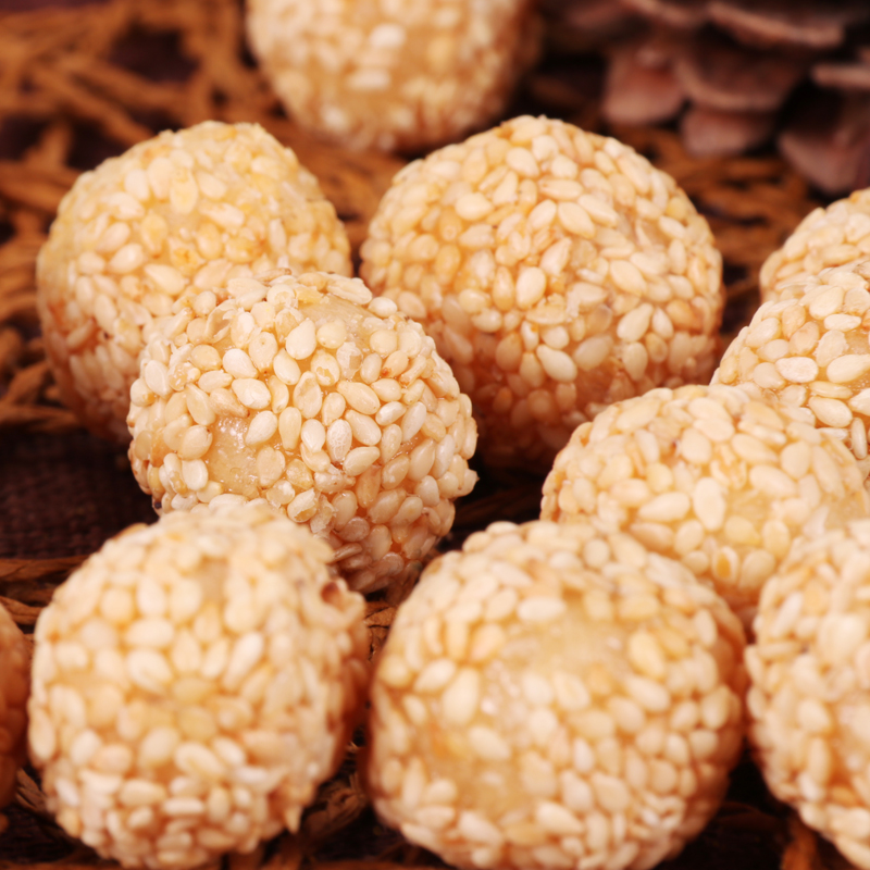 野娃糯米麻球特产传统糕点休闲零食茶点小吃油果子小麻球350g*2罐