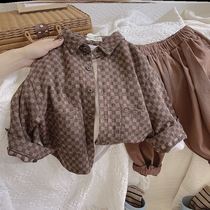 Boys Plaid Shirt Spring and Autumn Children's Long Sleeve Checked Shirt Korean Tide Children's Cotton Soft Jacket Baby