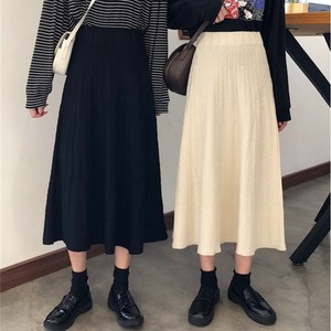 针织半身裙女秋冬2020新款韩版高腰显瘦百搭纯色中长a字裙子ins潮