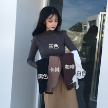 2021 new top womens Hong Kong flavor Korean version of the half-high neck solid color slim slim T-shirt with bottoming shirt tide