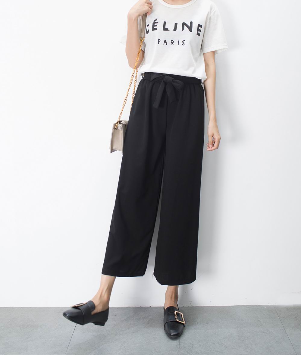 实拍实价春夏新款女九分阔腿裤高腰显瘦休闲宽腿裤chic宽松阔脚裤