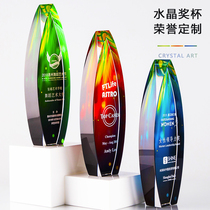 Creative crystal trophy custom lettering Custom company annual meeting commemorative license plate Team honor competition award products