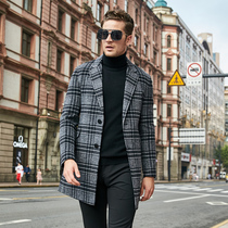 Autumn and winter new mens wool woolen coat double-sided trench coat mens Nixi suit collar English coat