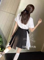 Anna Thom Browne 22 summer white shirt dress spliced in black pleaty dress