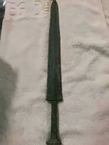 Antique bronze ware Yue Wang Goujian sword rust into bone calcification deep red spot green rust collection