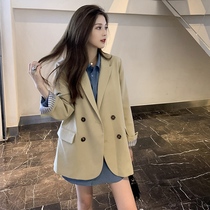 Card its color suit jacket woman 2021 new small sub casual blouses Korean version Inren Wind Spring Fall Little West suit