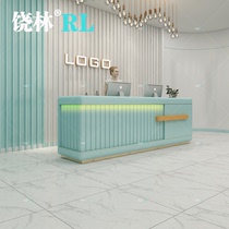 Beauty salon cashier bar clothing store commercial womens clothing shop simple shop curved hairdressing shop front desk reception desk