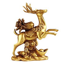 Copper deer ornaments with lucky words copper yuan yuan treasure cabbage Zhaocai home living room accessories shop opening gift crafts