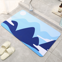 Toilet absorbent floor mat bathroom non-slip mat entrance mat toilet non-slip carpet cartoon landscape bathroom mat