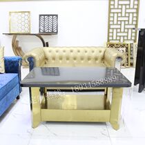 New stainless steel black titanium KTV coffee table bar table and chair combination slow swing bar deck seat clubhouse table custom