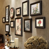 New Chinese Solid Wood Photo Wall China Wind Living Room Decoration Painting Zen combined painting free of punching photo photo frame hanging wall