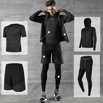 Fitness Suit Mens Tight Fit Speed Dry Gym Fitness Room Summer Sports Suit Basketball Conserved Nightmorning Running Training Wear Thin