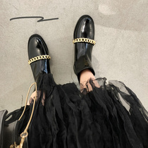 2021 autumn and winter New Martin boots British style chain Chelsea Black Boots chain Boots patent leather single boots women