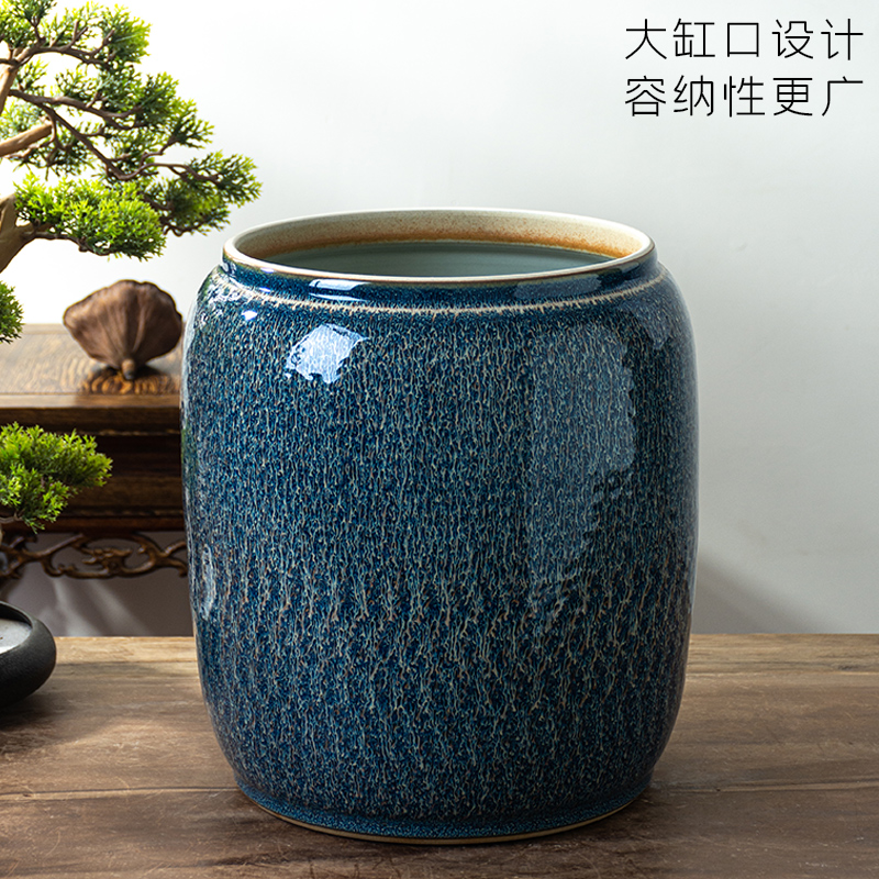 Jingdezhen ceramic barrel with cover home 20 jins 30 kg pack flour barrels of old insect - resistant moistureproof grains storage tank