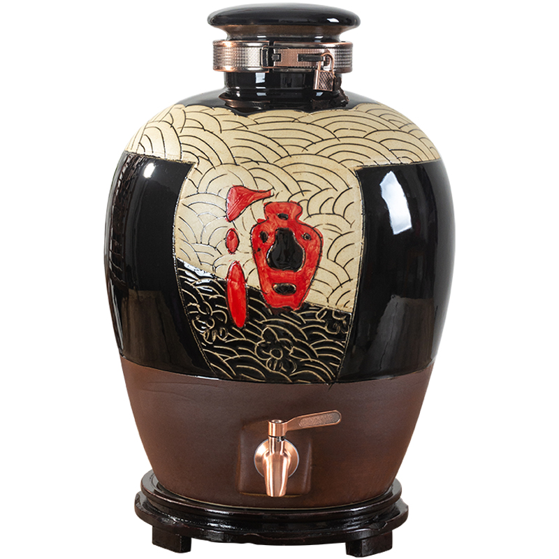 Jingdezhen ceramic jar with ancient leading home 10 jins 20 jins 50 kg to big it seal wine bottles