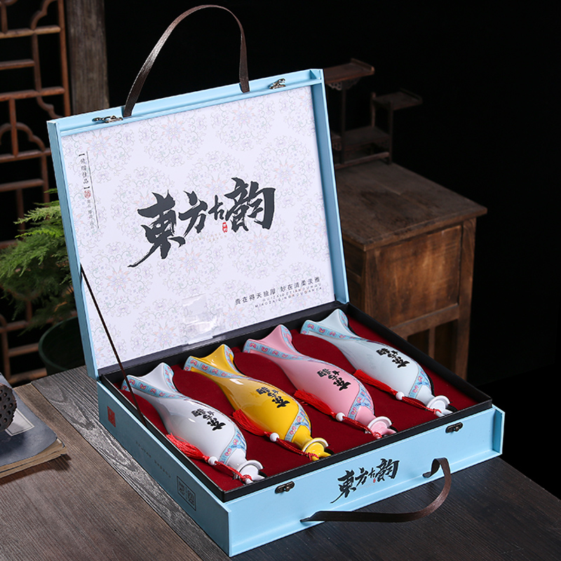 Jingdezhen ceramic bottle with gift box home 1 catty palaeowind protoplasmic small jar SanJiu sealing liquor jugs