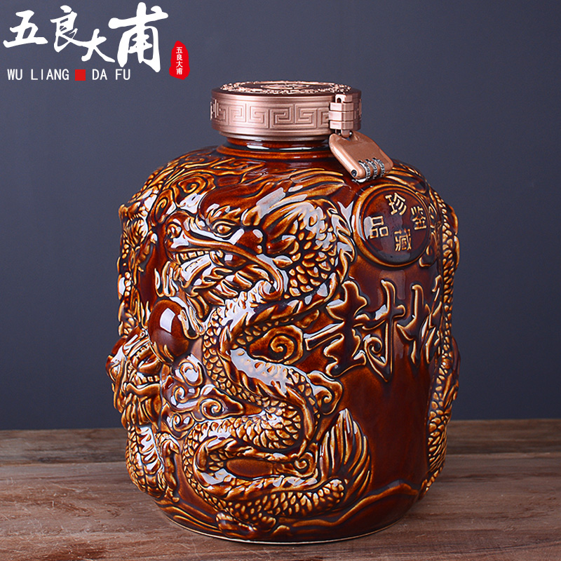 Archaize ceramic wine jars home 10 jins 20 jins to seal it jingdezhen creative furnishing articles aged wine bottles