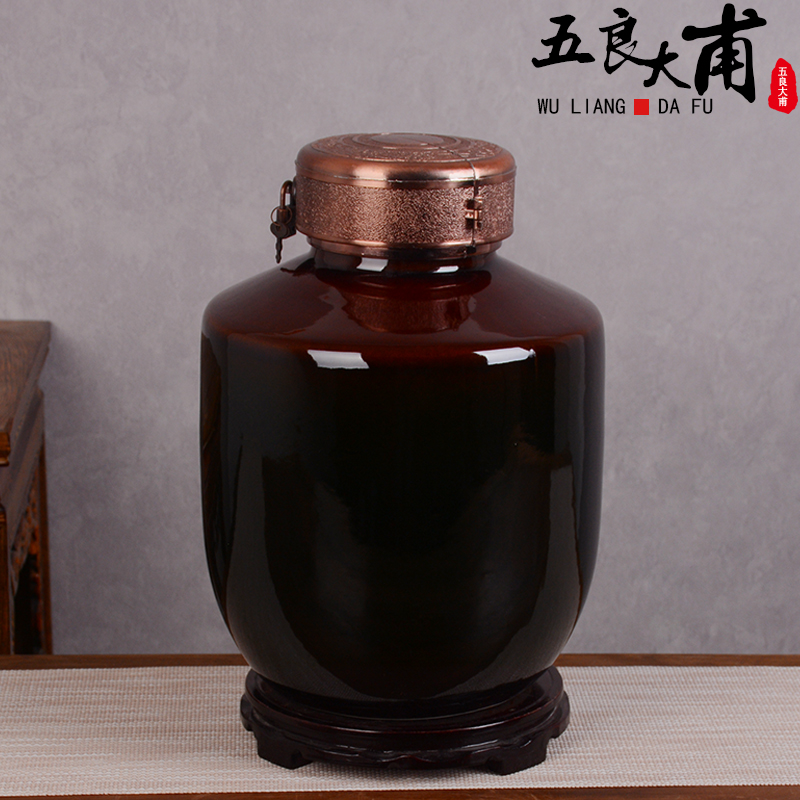 Home 5 jins of archaize of jingdezhen ceramic wine jar 10 jins to empty it with cover sealing liquor brewing tank