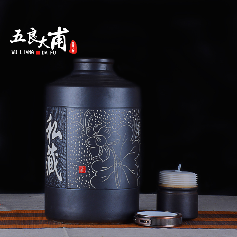 Jingdezhen bottle 20 jins straight jars storage bottle with tap archaize seal hip wine wine jars