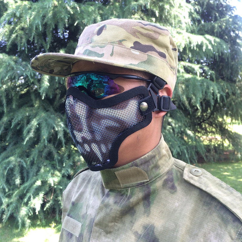 户外用品军迷装备男头戴钢丝小护嘴 战术面具 骷髅半脸面罩