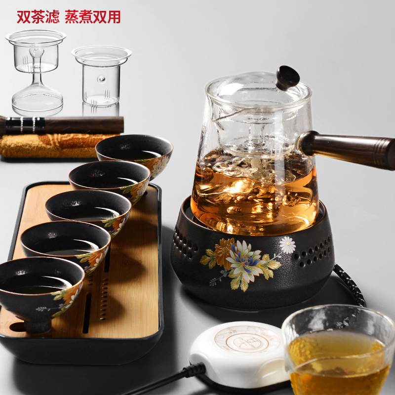 It still fang cooked this teapot tea ware heat - resistant glass tea set steam kettle black tea TaoLu household electric electricity