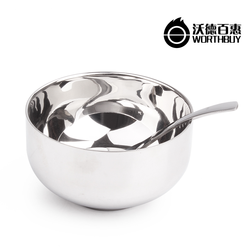 Ward (stainless steel bowl bowl spoon, Japanese double insulation restoring ancient ways household metal bowl tableware suit bag in the mail