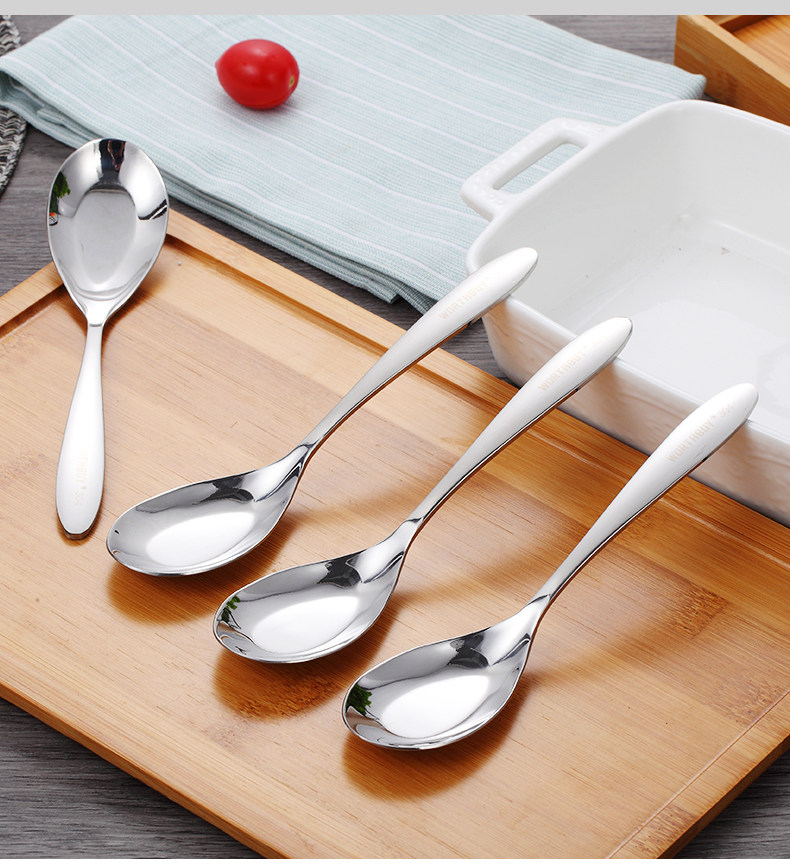沃德百惠304不锈钢勺子家用汤勺匙羹创意小调羹吃饭儿童长柄餐具