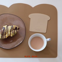 BLEU et ROSE (toast bread)Original placemat Waterproof mouse pad coaster PU heat insulation table mat 3 pieces