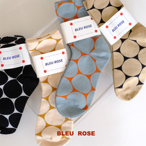 BLEU et ROSE (round circle circle)Large polka dot Morandi color cotton soft Japanese casual womens socks