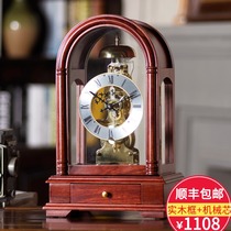 Chinese-style mechanical clock brass metal core solid wood Chinese traditional hall Zhongtang retro platform bell D323